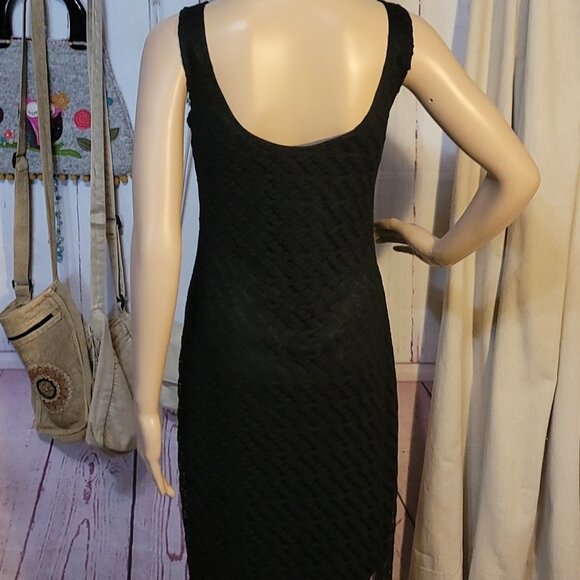 Apt. 9 Black Lace Maxi Dress Sleeveless Scoop Neck Sheer Overlay - Picture 7 of 7